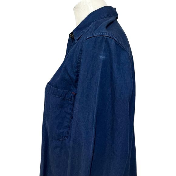 Chico’s Design Vintage Denim Dark Blue Button Up Shirt Long Sleeve Womens S (0) - Picture 5 of 8